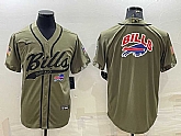 Men's Buffalo Bills Olive Salute to Service Team Big Logo Cool Base Stitched Baseball Jersey,baseball caps,new era cap wholesale,wholesale hats